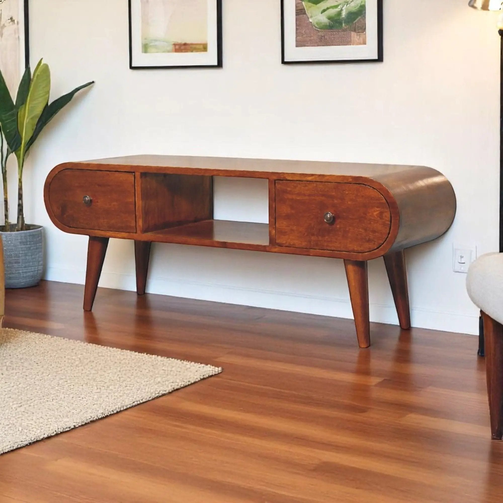 Solid Wood Circular TV Unit by HouseOfZazla