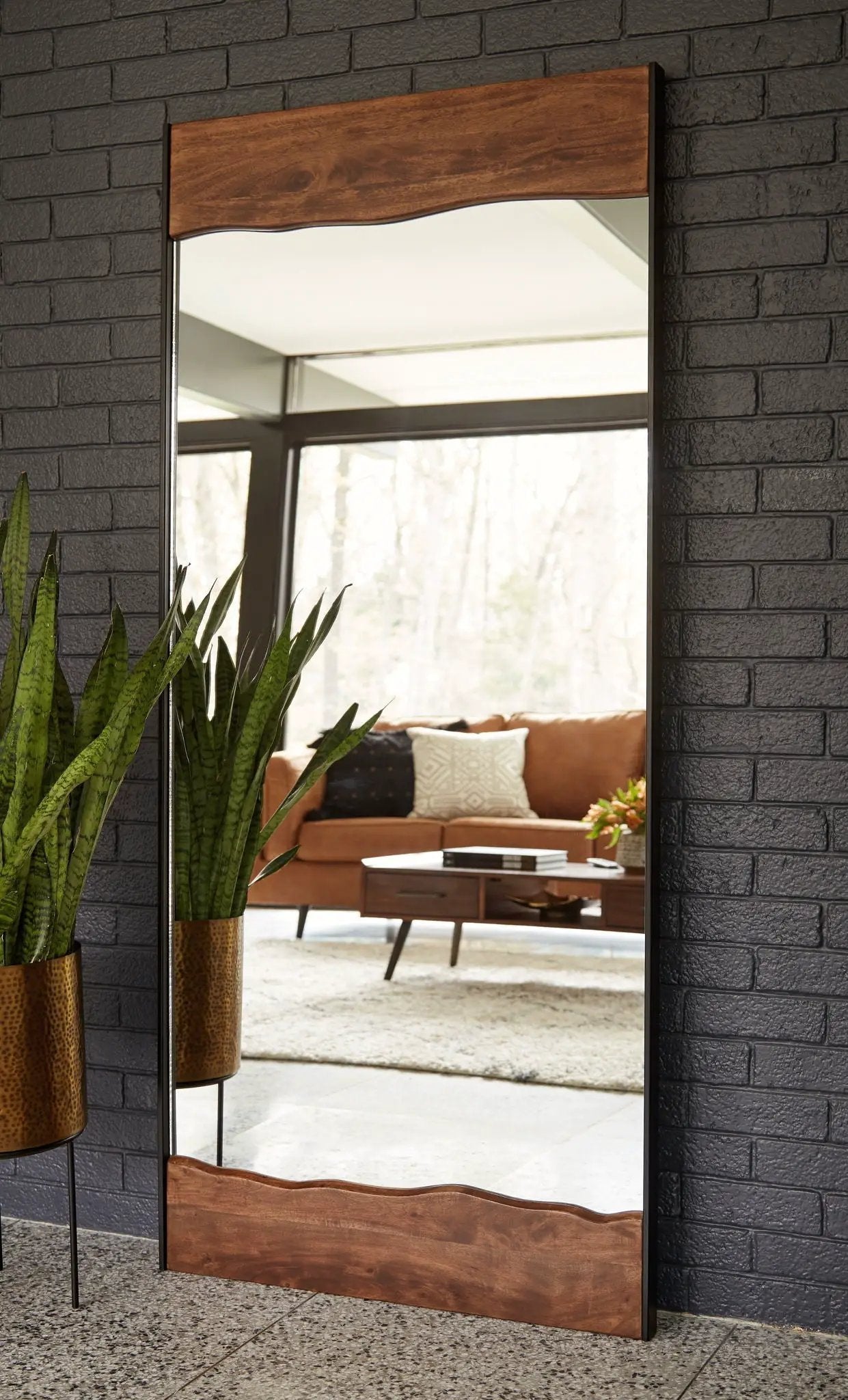 Panchali - Floor Mirror - Brown / Black by Unique Piece Furniture