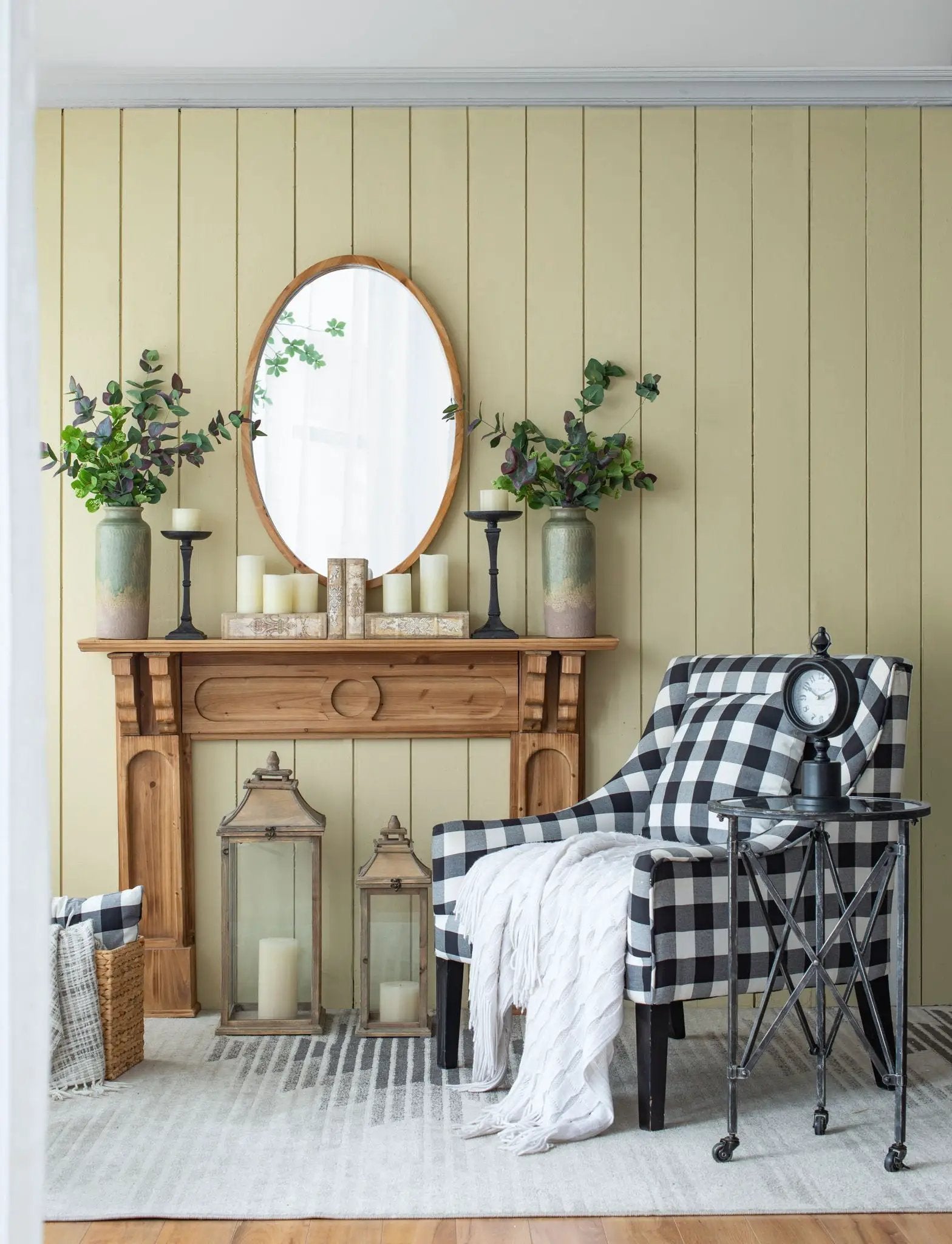Oval Wall Mirror With Wood Frame, Farmhouse Wood Mirror For Bathroom Entryway Console Lean Against Wall - Brown by HouseOfZazla