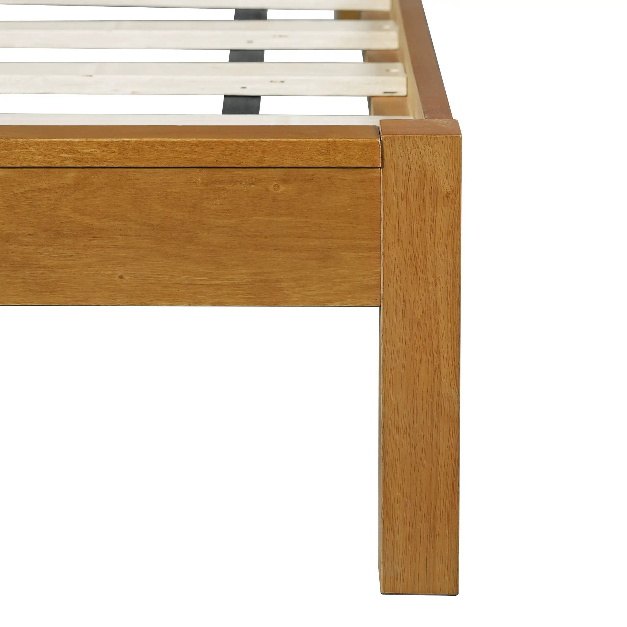 Premium Rubber Wood Platform Bed Frame with Headboard by HouseOfZazla