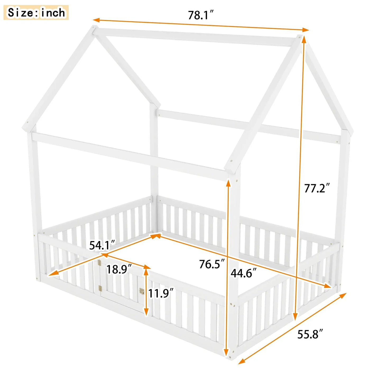 Wood House Bed With Fence And Door by Unique Piece Furniture