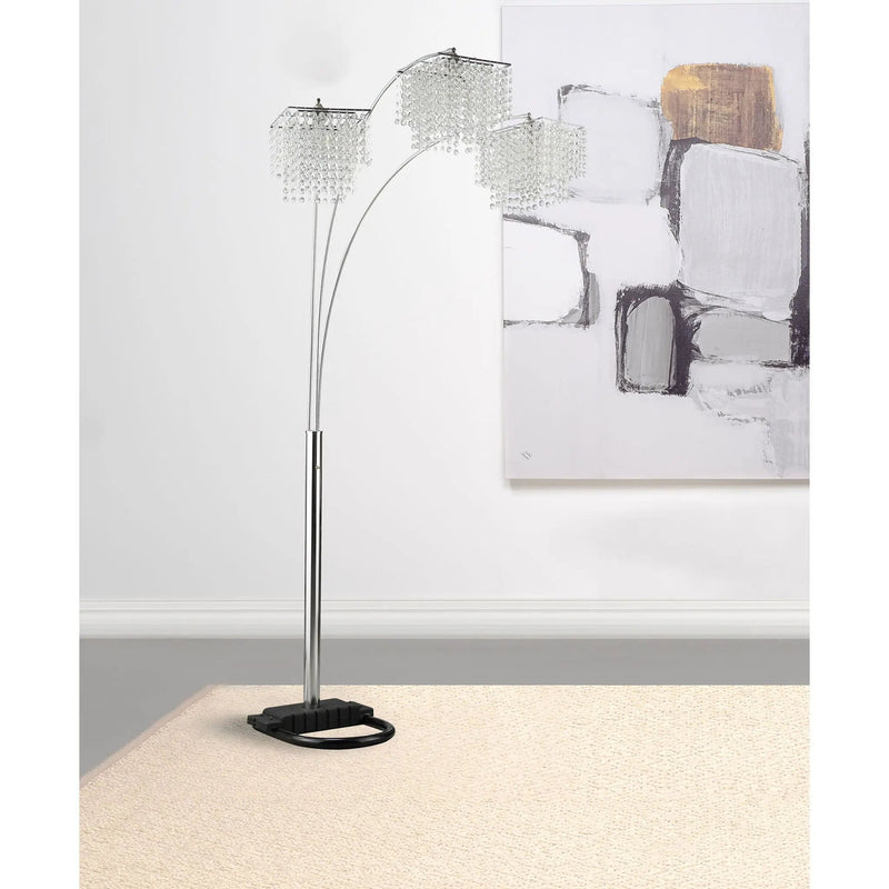 Bali - Shores Hanging Crystal Arc Floor Lamp Floor Lamp - Chrome by HouseOfZazla