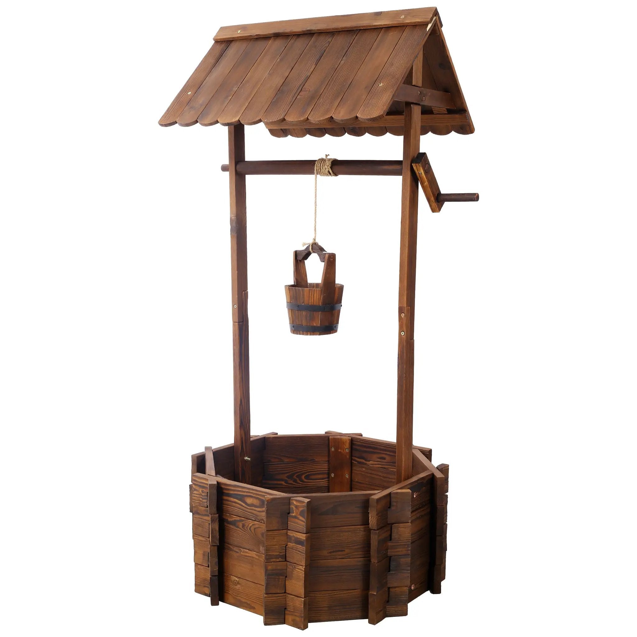 Rustic Wooden Wishing Well Planter by HouseOfZazla