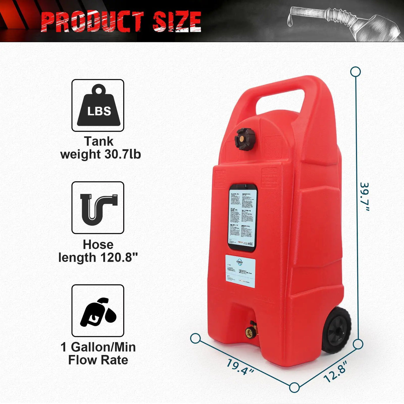 Gas Caddy With Wheels, Fuel Transfer Tank, Gasoline Diesel Can by HouseOfZazla