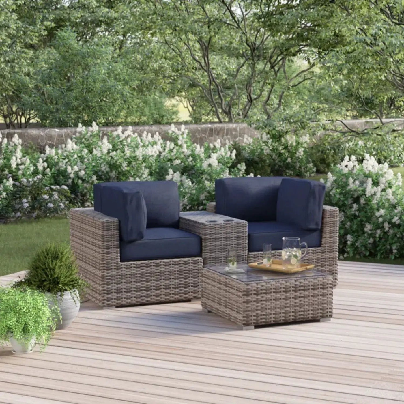 Wicker Seating Group Set With Table And Cushions by HouseOfZazla