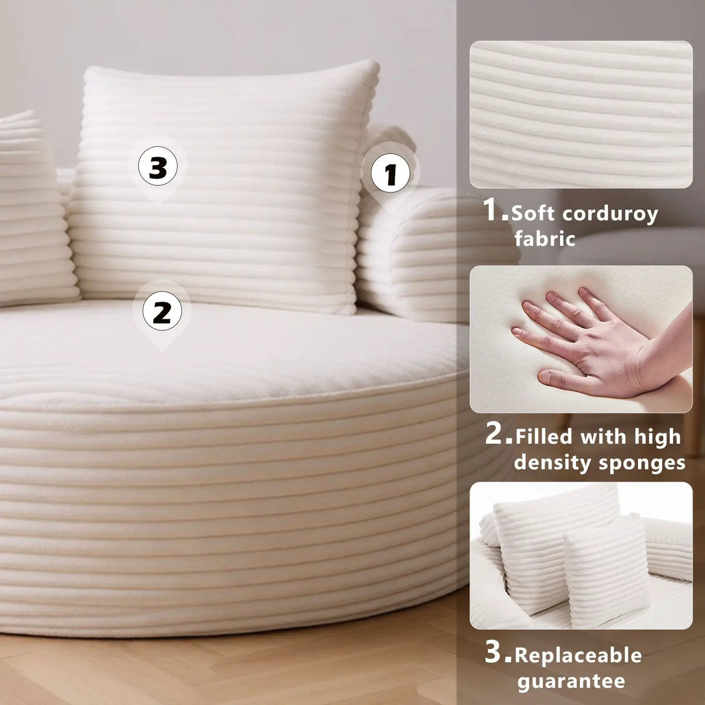 Round Sofa Bed With 3 Pillows For Living Room by HouseOfZazla