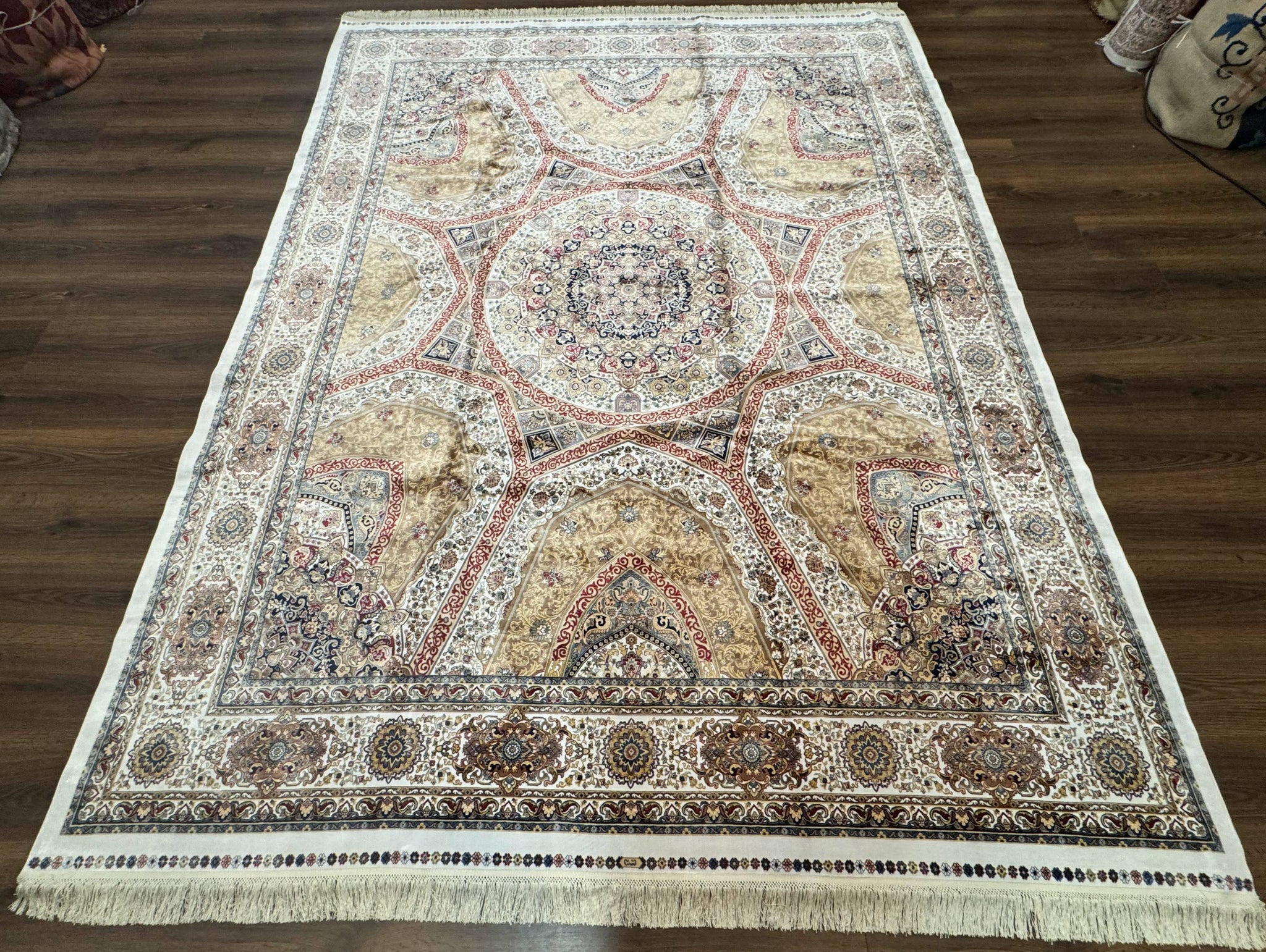Turkish Silk Rug 8x10, Dome Design, Hereke Carpet, Bamboo Silk, New by Jewel Rugs