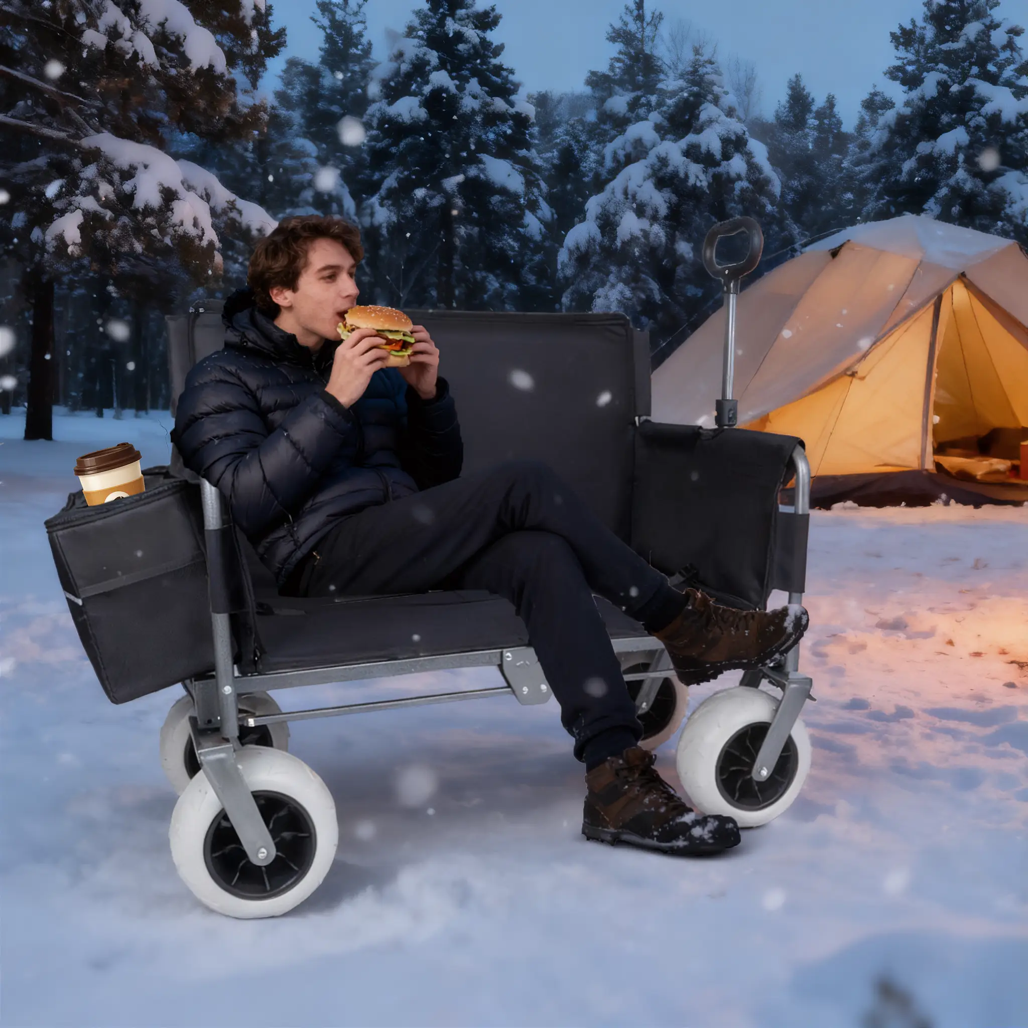 Folding Wagon with Bench Seat and 500 lbs Capacity by HouseOfZazla