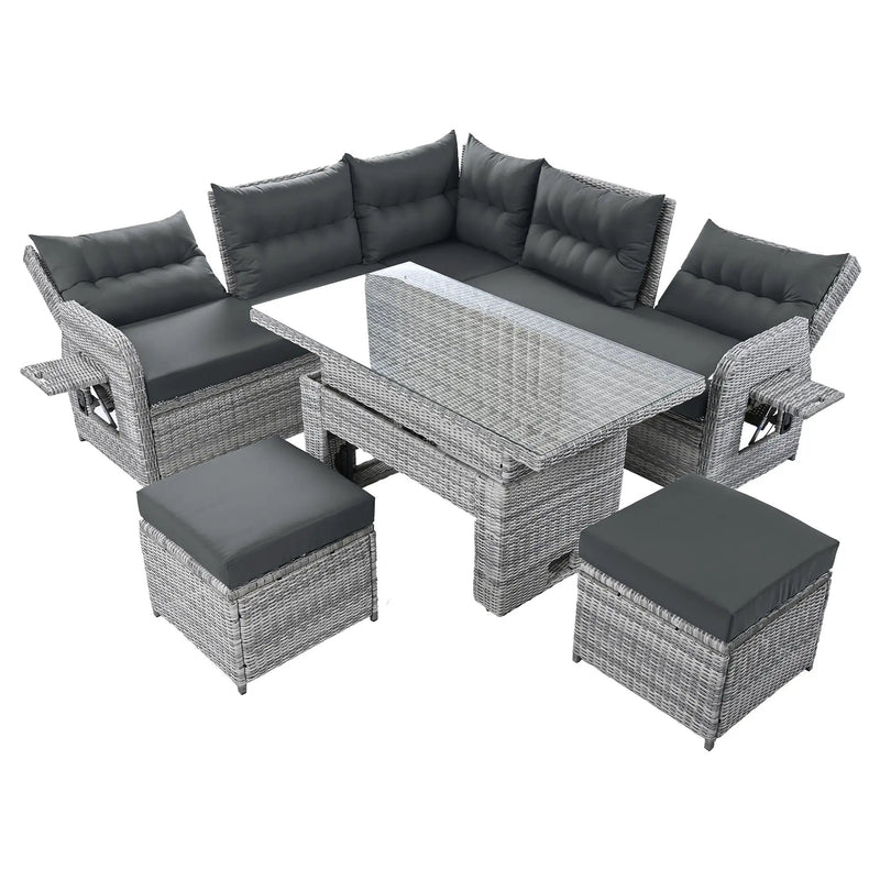 Outdoor Furniture Set Patio Rattan with Recliners and Tables by HouseOfZazla