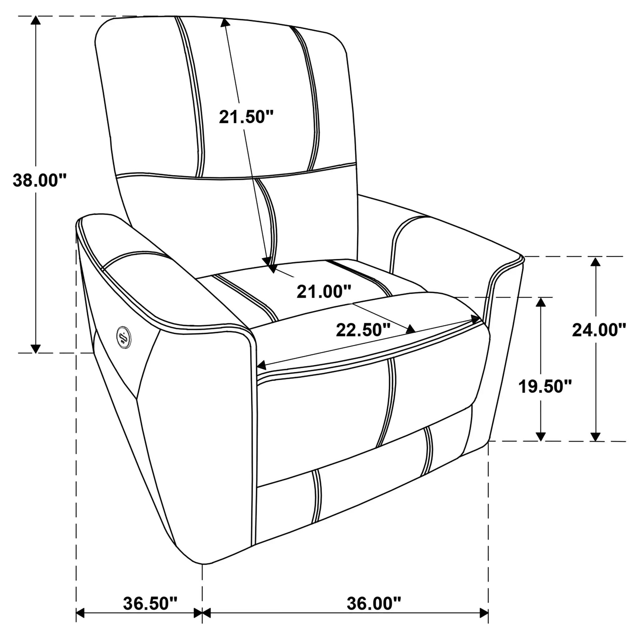 Denson - Upholstered Power Recliner Chair With USB Charging And Smooth Button Recline - Brown by Unique Piece Furniture