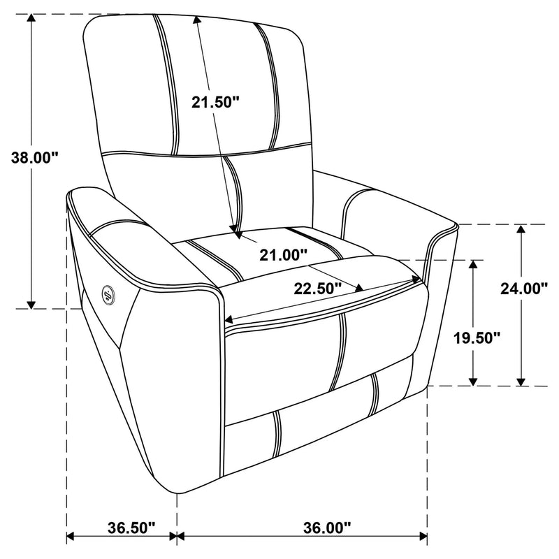 Denson - Upholstered Power Recliner Chair With USB Charging And Smooth Button Recline - Brown by HouseOfZazla