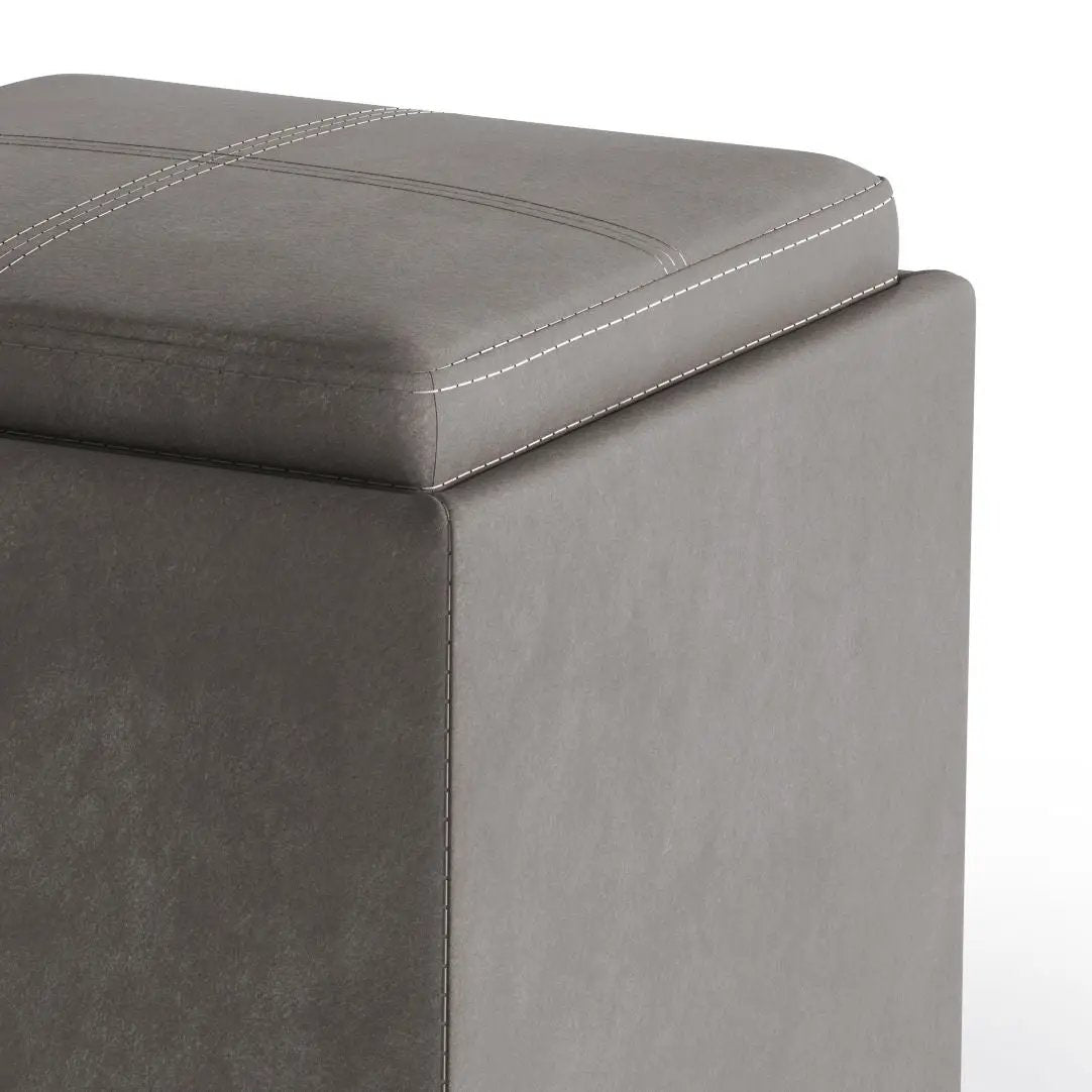 Rockwood - Upholstered Cube Storage Ottoman With Tray by HouseOfZazla