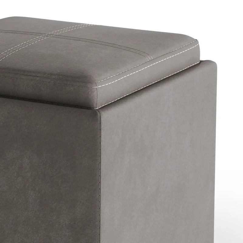 Rockwood - Upholstered Cube Storage Ottoman With Tray by HouseOfZazla