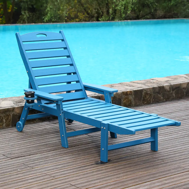 HDPE Chaise Lounge Chair Outdoor with Adjustable Backrest by HouseOfZazla