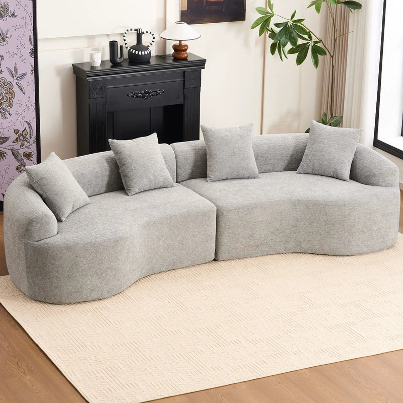 4 Seater Sofa With Fabric, 30D, 60 Hardness Full Sponge, 4 Pillow For Living Room, Home Furniture Sleeper Sectional Sofa For Apartment by Unique Piece Furniture