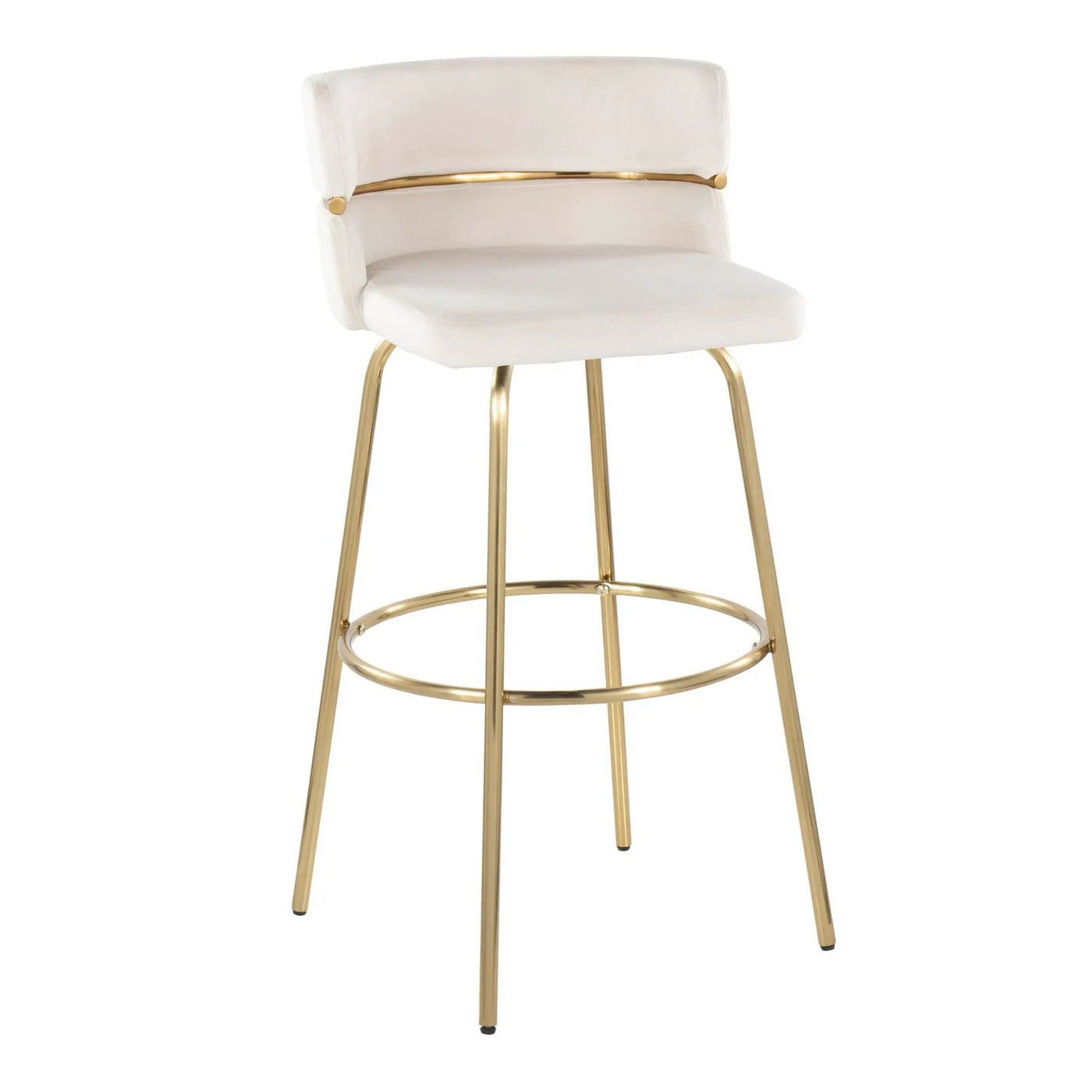 Cinch - Glam / Art Deco Fixed Height Barstool With Swivel With Round Footrest (Set of 2) by HouseOfZazla
