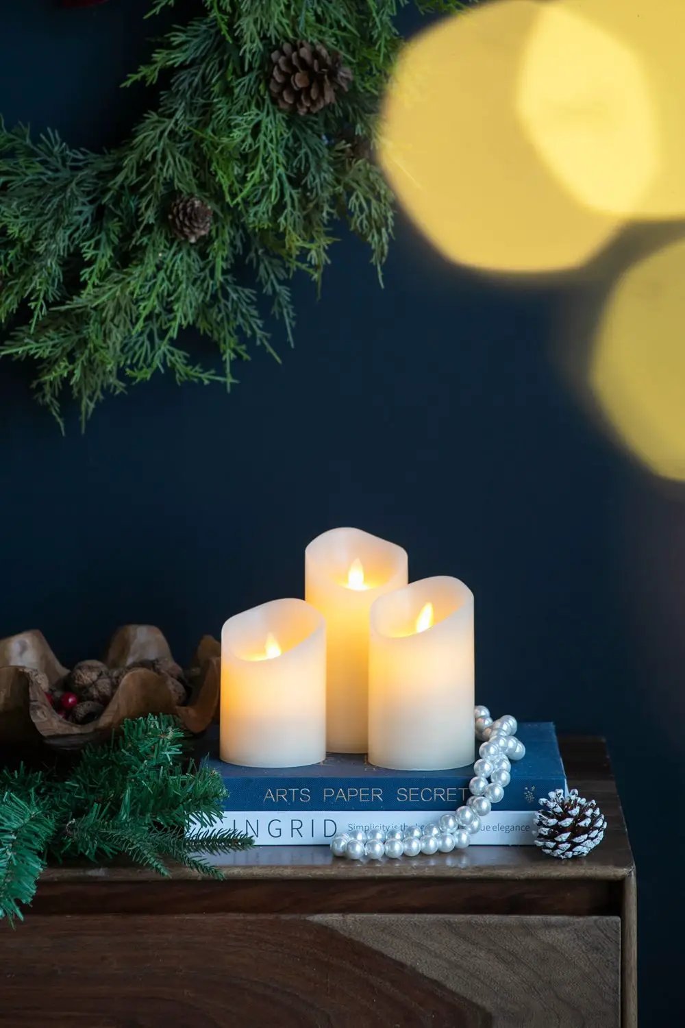 Flickering LED Candles With Remote Timer (Set of 3) - Ivory by Unique Piece Furniture