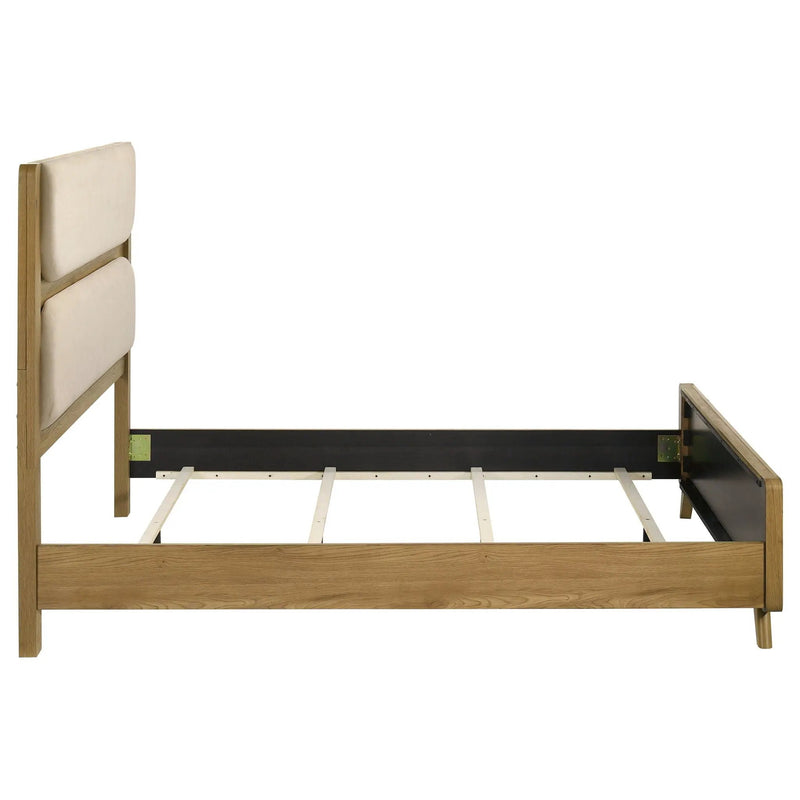 Bennett 62-inch Queen Upholstered Panel Bed Cream and Light Oak by Unique Piece Furniture