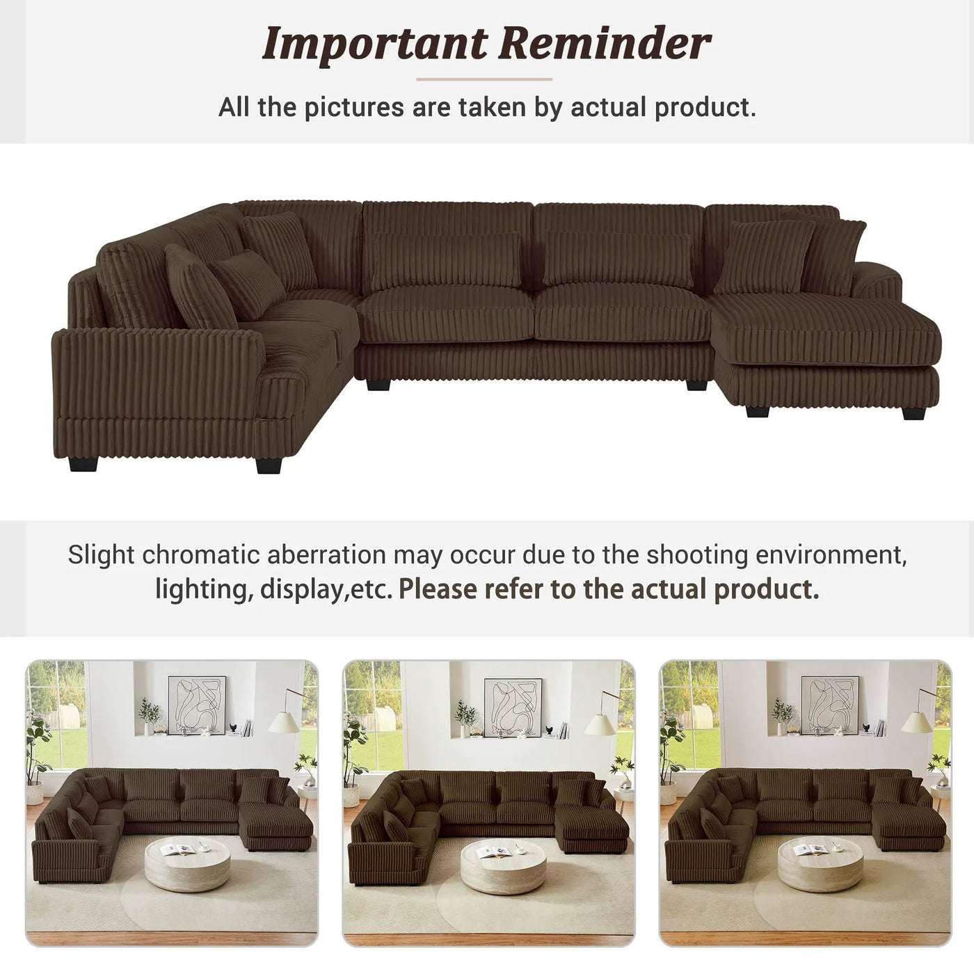 Oversized Sectional Sofa U - Shaped Sofa Couch Modern Sofa Upholstered In Soft With A Chaise Lounge For Living Room by HouseOfZazla