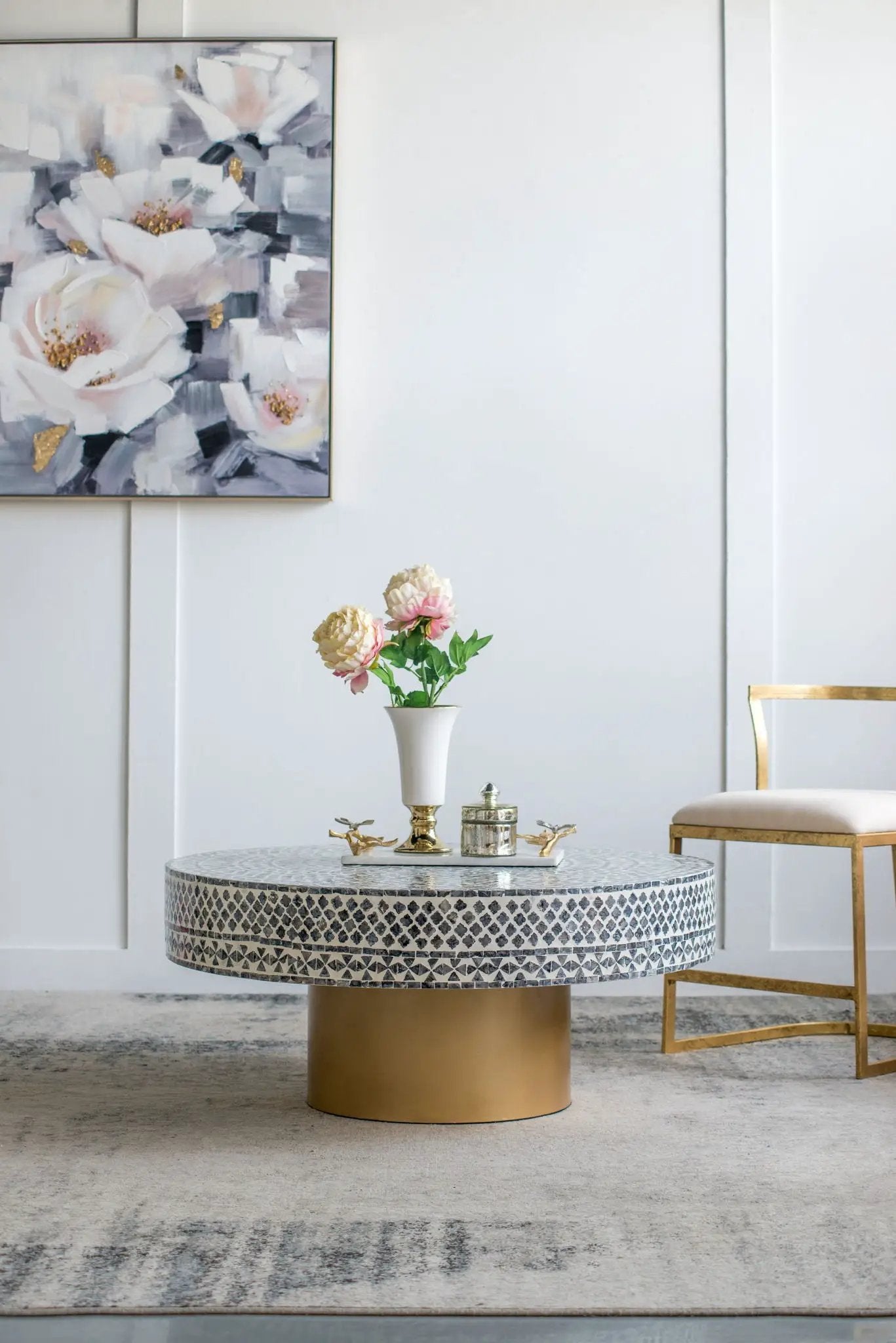 Unique Capiz Coffee Table & Pedestal Base by HouseOfZazla