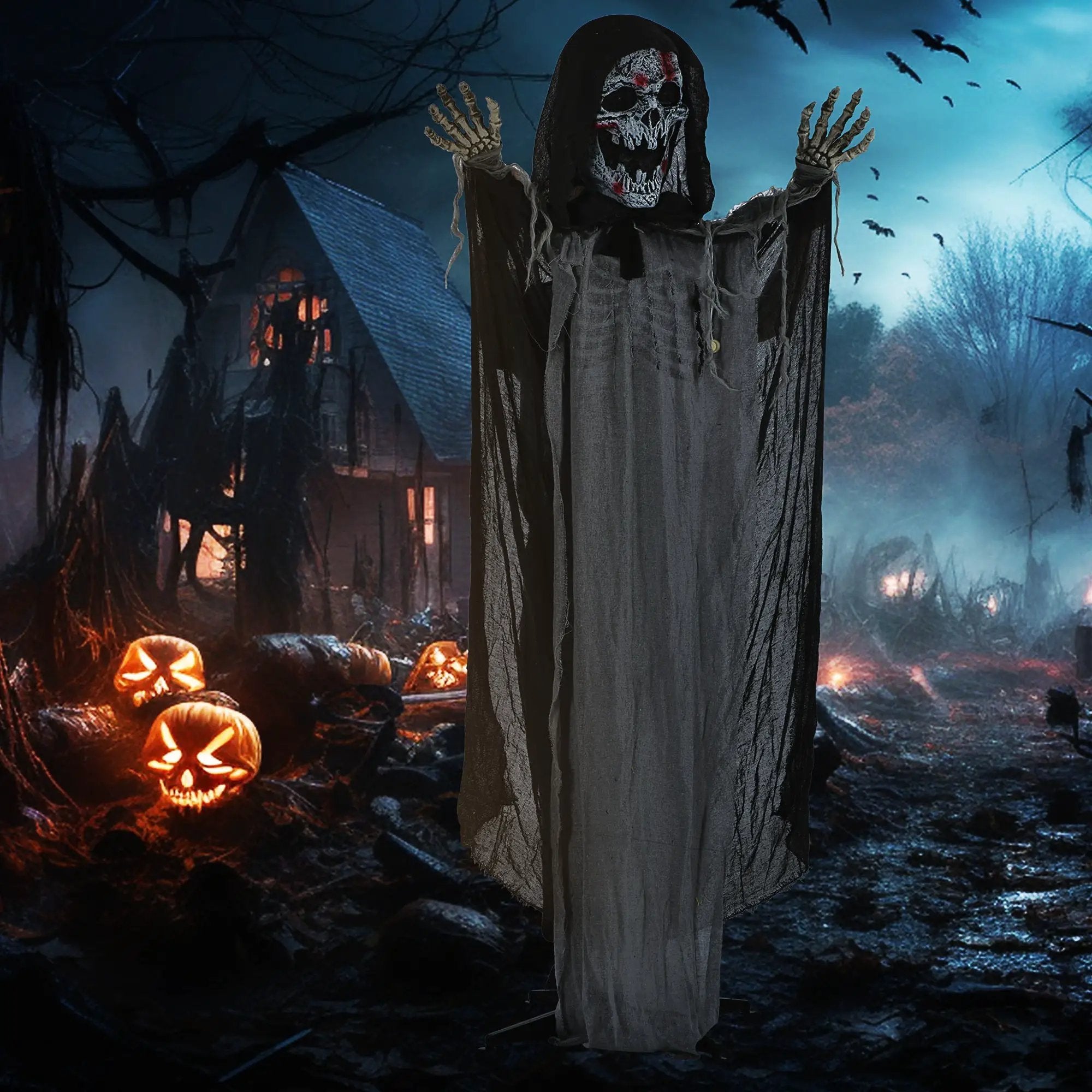 74" Animated Skeleton Witch of the Haunted Hollow by HouseOfZazla