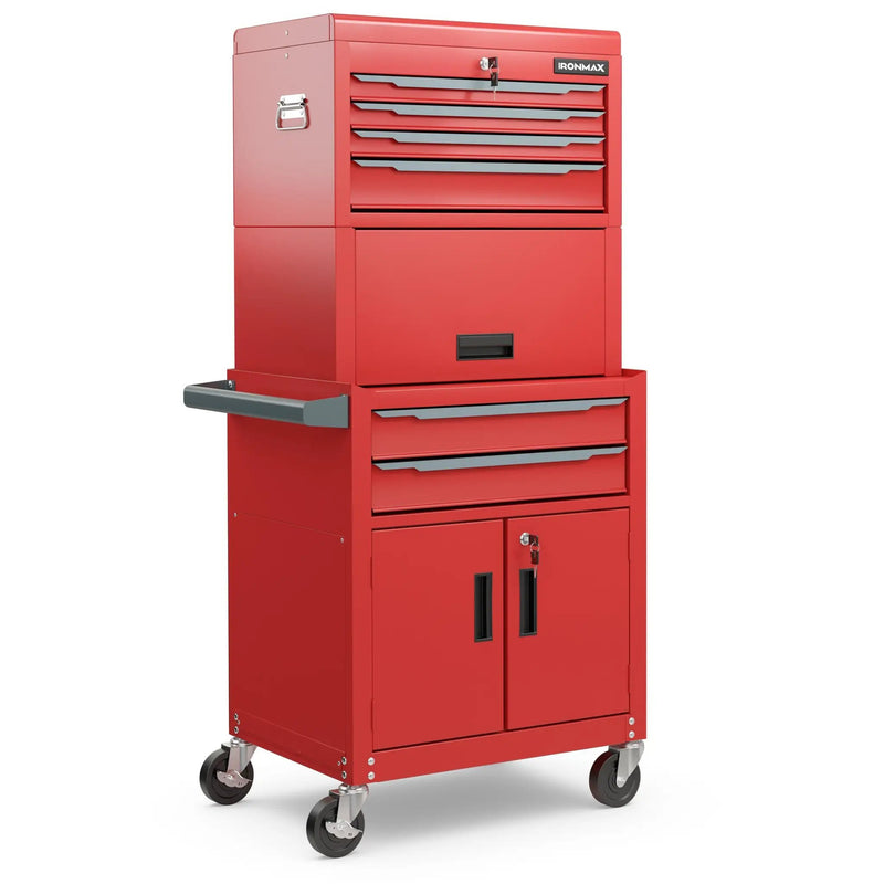 3-in-1 6-Drawer Rolling Tool Chest Storage Cabinet with Universal Wheels and Hooks by DirectDeals