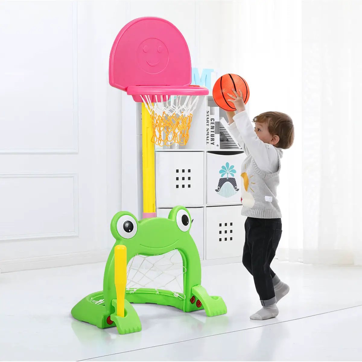 3-in-1 Kids Basketball Hoop Set Stand by DirectDeals