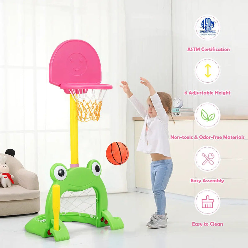 3-in-1 Kids Basketball Hoop Set Stand by DirectDeals