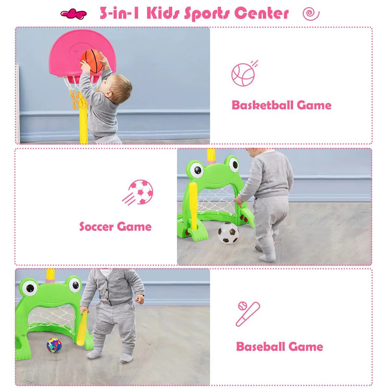 3-in-1 Kids Basketball Hoop Set Stand by DirectDeals