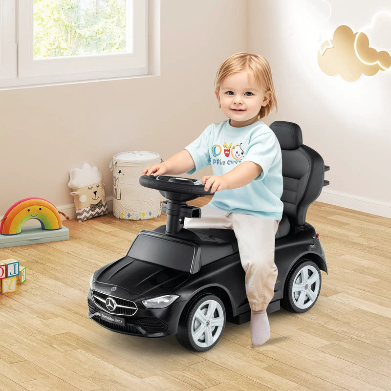 3-in-1 Ride on Push Car Mercedes-Benz Licensed Sliding Car with Canopy by DirectDeals