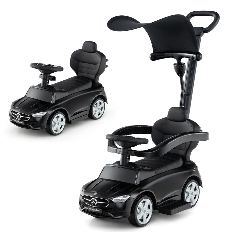 3-in-1 Ride on Push Car Mercedes-Benz Licensed Sliding Car with Canopy by DirectDeals