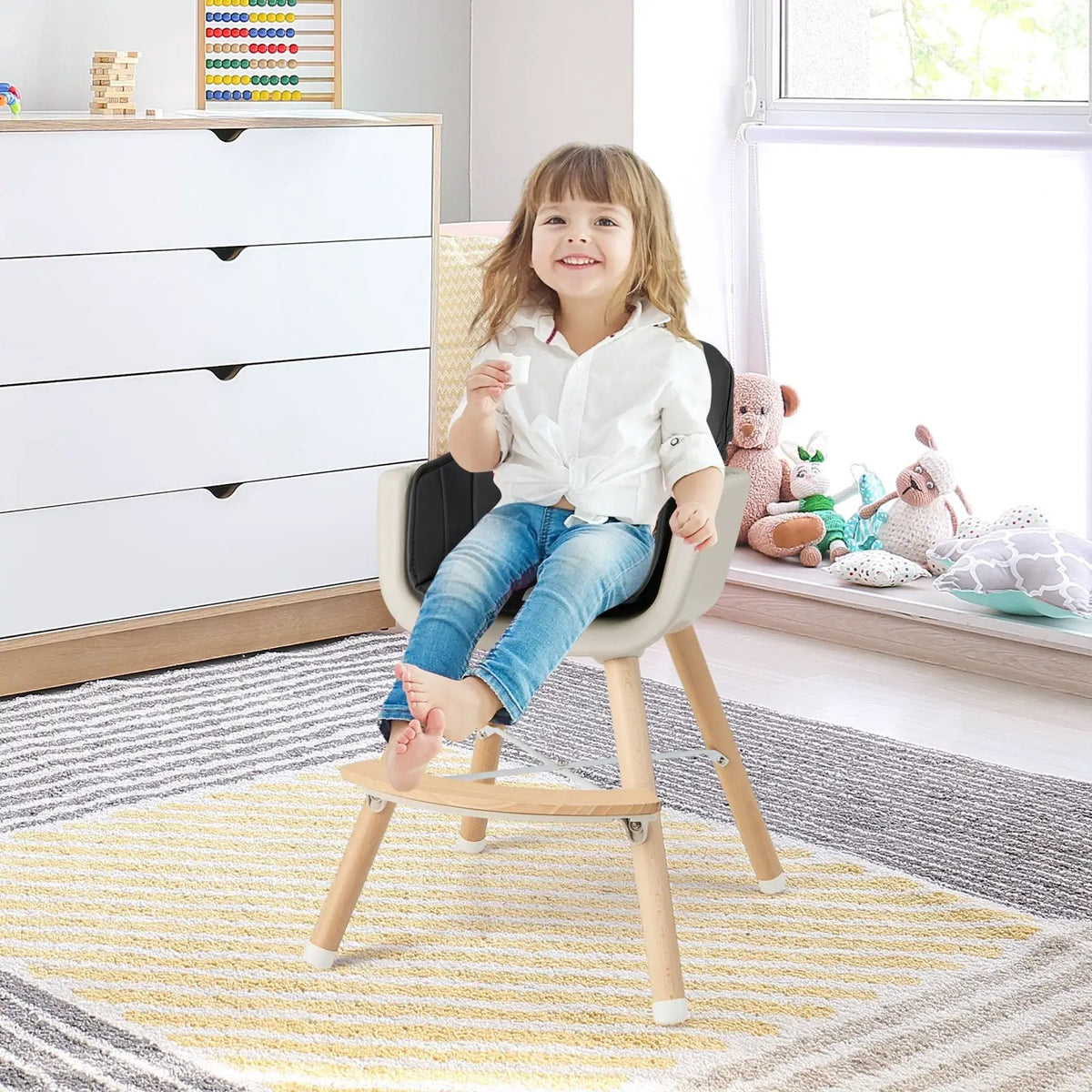 3-in-1 Convertible Wooden High Chair with Cushion by DirectDeals