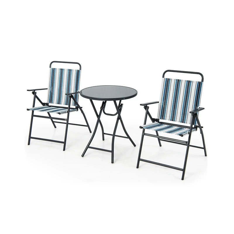 3 Pieces Outdoor Folding Chair Set Portable Folding Chair Set by DirectDeals