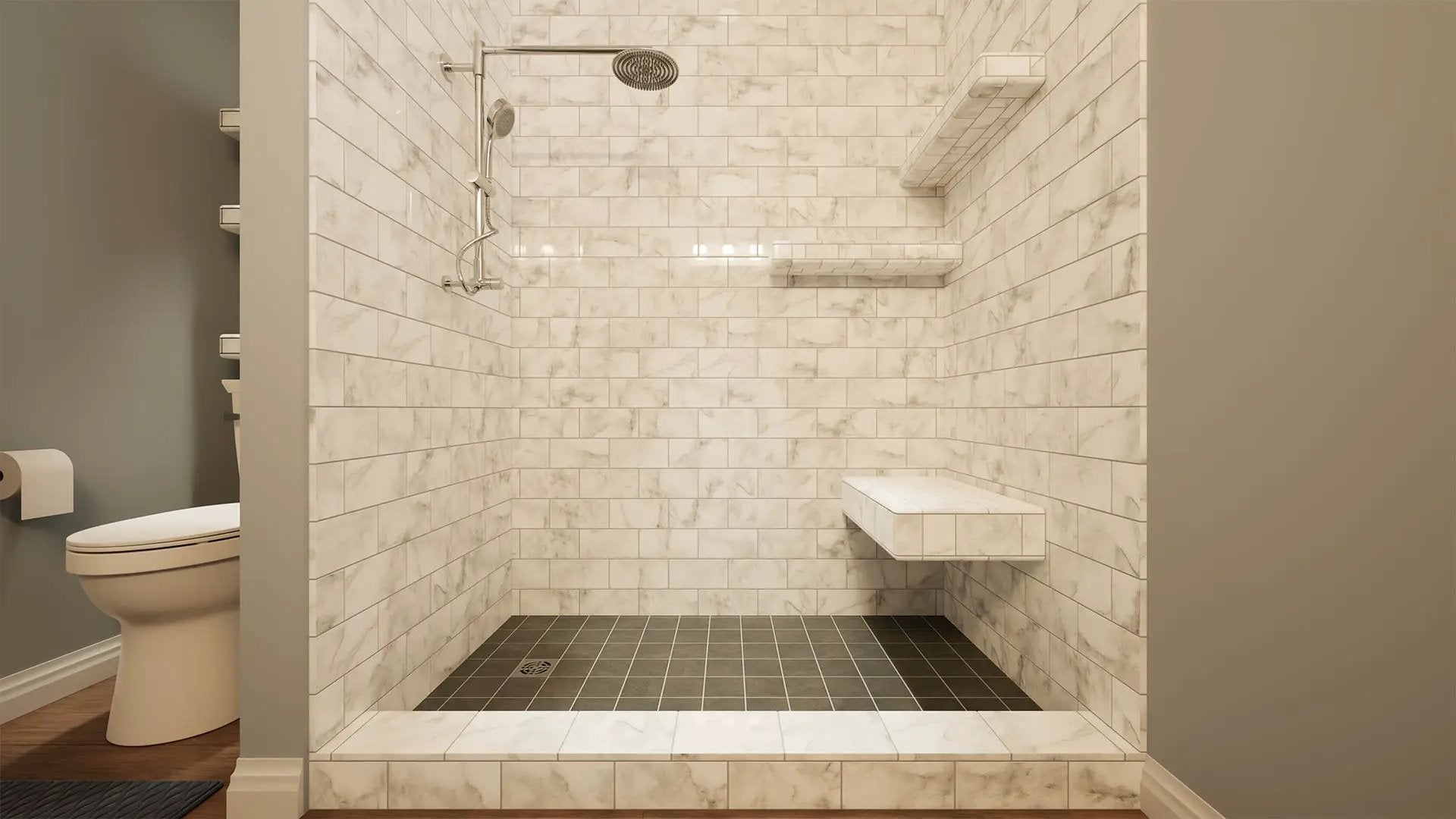 The Original™ Deluxe 38" x 60" Shower Conversion Kit with Orange Waterproof Board by The Original Granite Bracket
