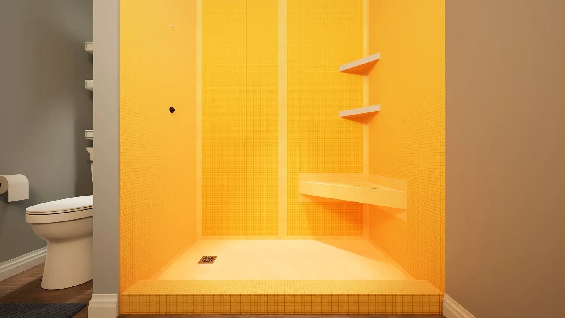 The Original™ Deluxe 38" x 60" Shower Conversion Kit with Orange Waterproof Board by The Original Granite Bracket