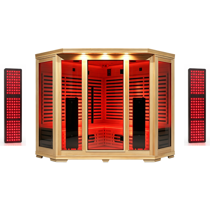 Blisspod I Vienna RED I All-In-One - Full Spectrum + Red Light Therapy I Indoor Corner Premium Sauna I 4-5 Person, photo 2 of 20