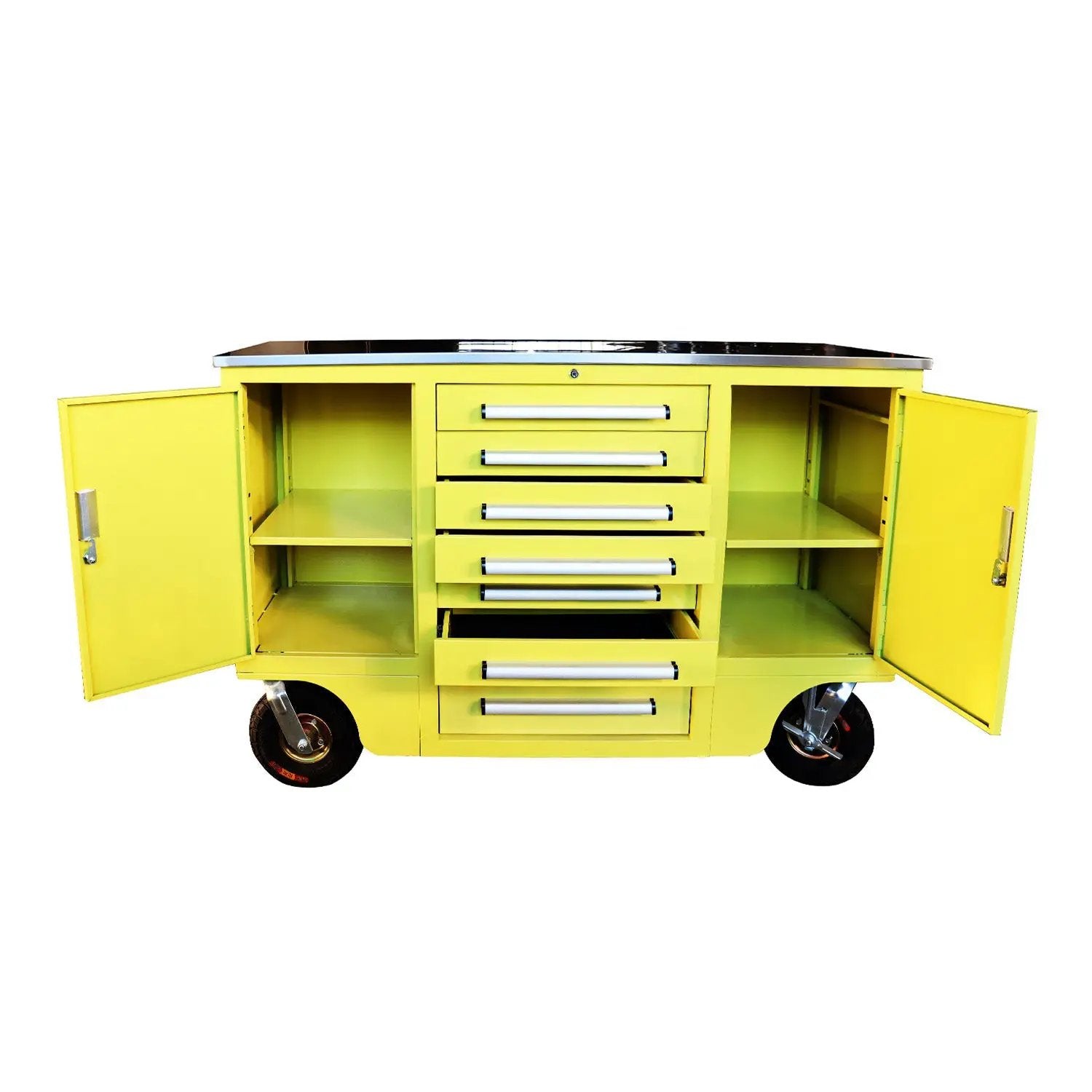 4.5ft Heavy Duty Mobile Workbench with 7 Drawers & 2 Cabinets by Chery Industrial