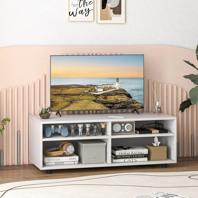 4-Cube TV Stand for TV up to 45 Inch with 5 Positions Adjustable Shelves-White by DirectDeals