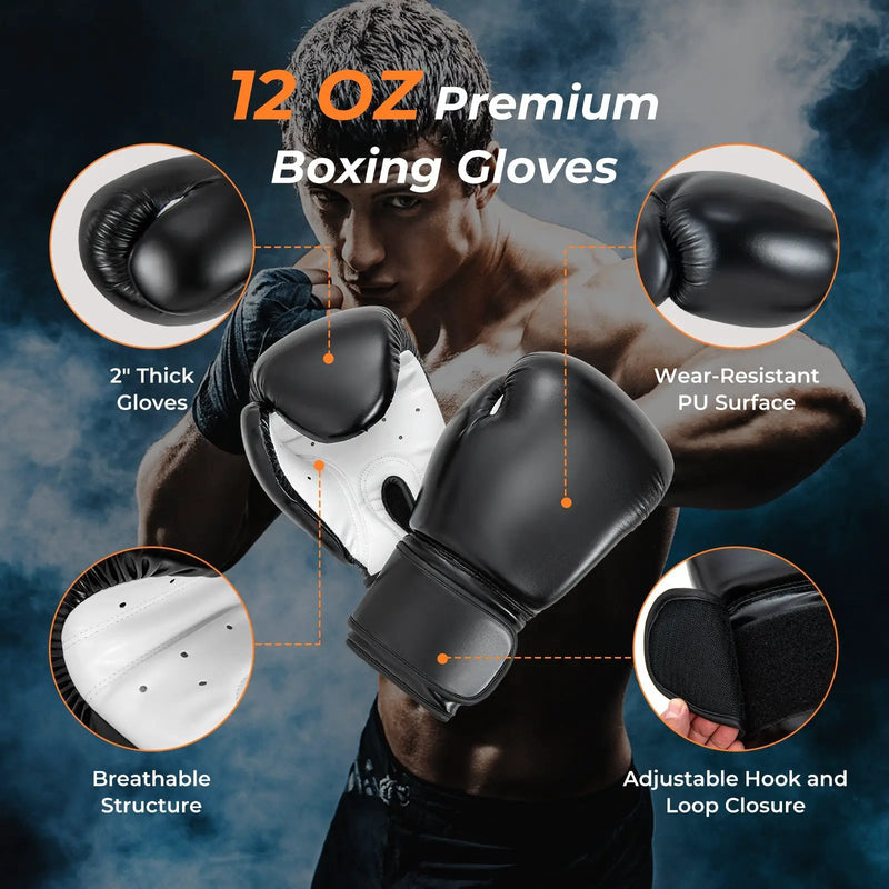 4-In-1 Hanging Punching Bag Set with Punching Gloves and Ceiling Hook by DirectDeals