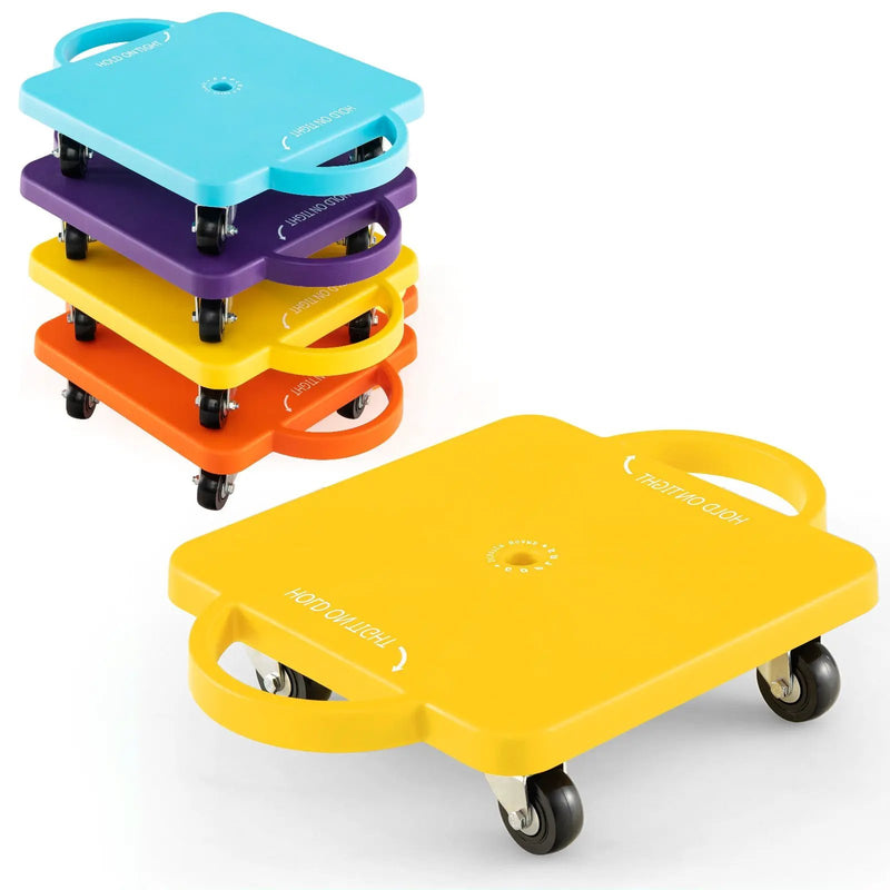 4/6-Pack Kids Sitting Scooter Board with Handles and Rolling Casters-4 Pack by DirectDeals