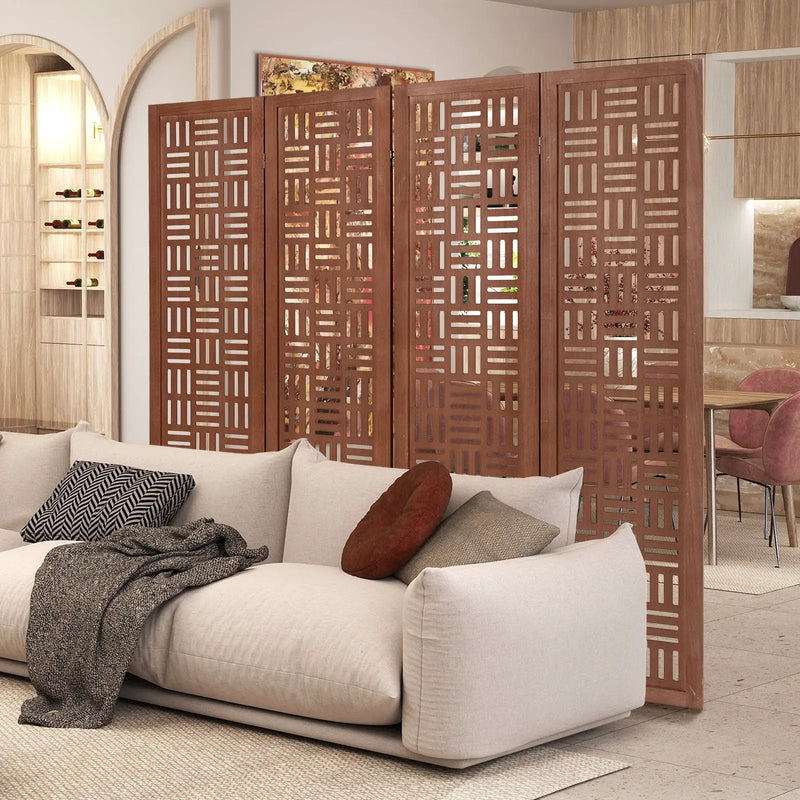 4-Panel Solid Wood Room Divider Folding Partition Stand by DirectDeals