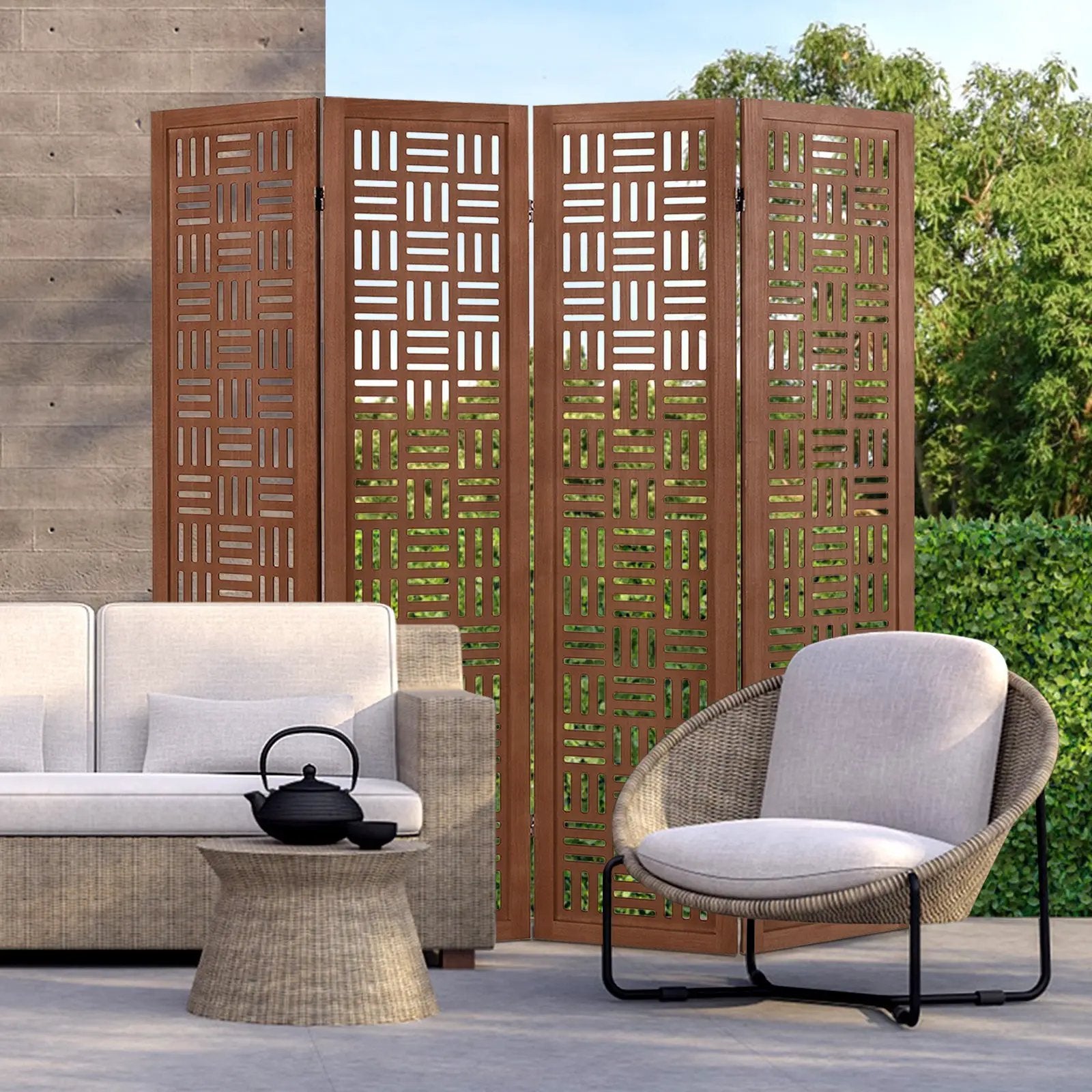4-Panel Solid Wood Room Divider Folding Partition Stand by DirectDeals