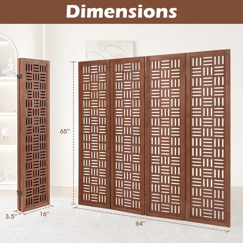 4-Panel Solid Wood Room Divider Folding Partition Stand by DirectDeals