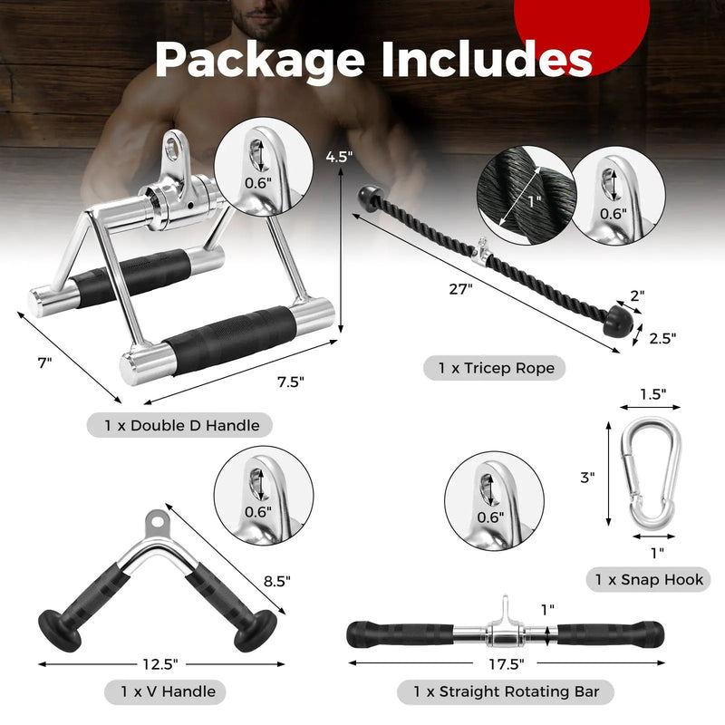4-Piece Cable Machine Attachment Set for Home Gym by DirectDeals