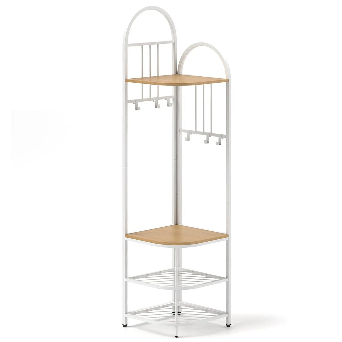 4-Tier Coat Rack Corner Hall Tree with Shoe Storage Bench by DirectDeals