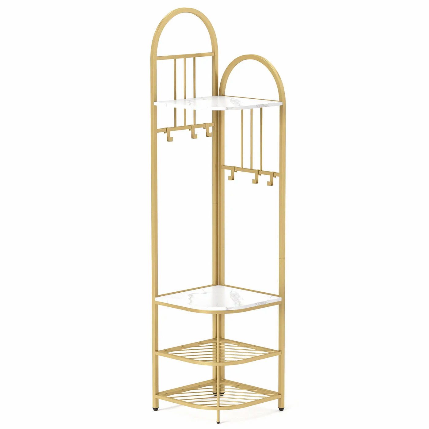 4-Tier Coat Rack Corner Hall Tree with Shoe Storage Bench by DirectDeals