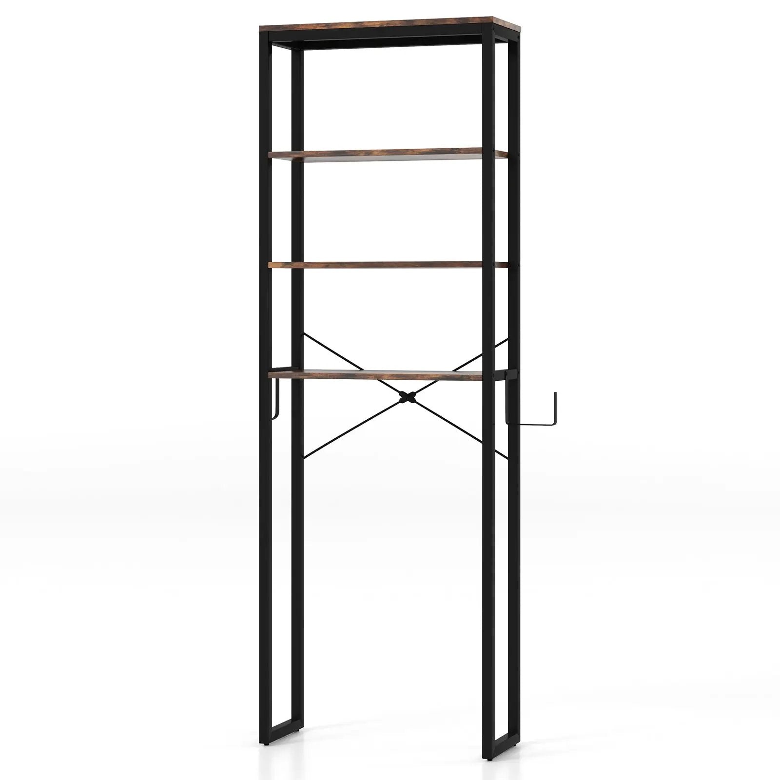 4-Tier Freestanding Over the Toilet Storage Rack-Rustic Brown by DirectDeals