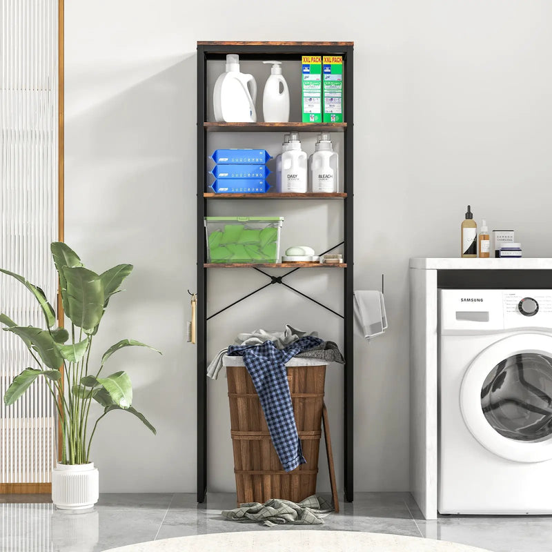 4-Tier Freestanding Over the Toilet Storage Rack-Rustic Brown by DirectDeals