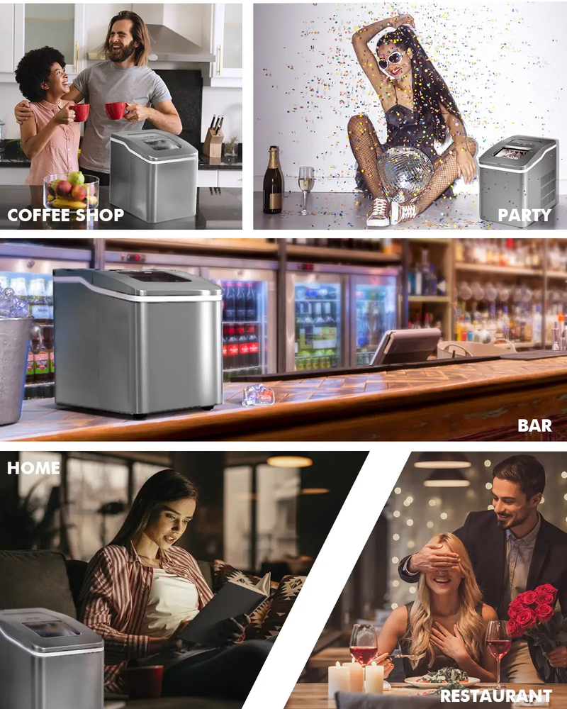 Portable Countertop Ice Maker Machine with Scoop-Silver by DirectDeals