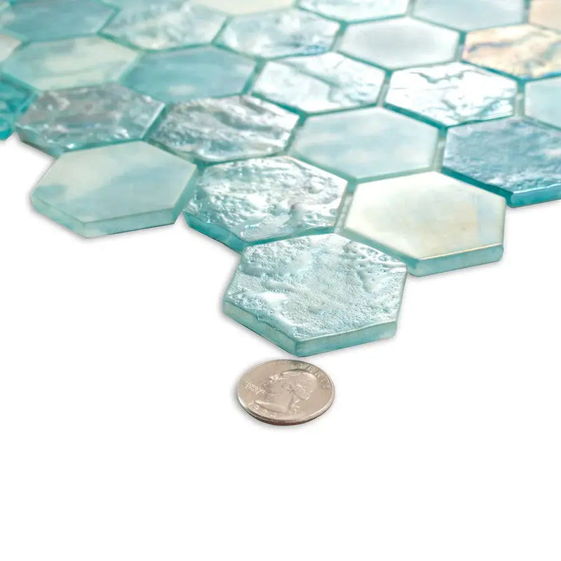 Aqua 12x12 Matte Hexagon Glass Mosaic Tile (10 pack, 9.6 sq ft/case) by Apollo Tile